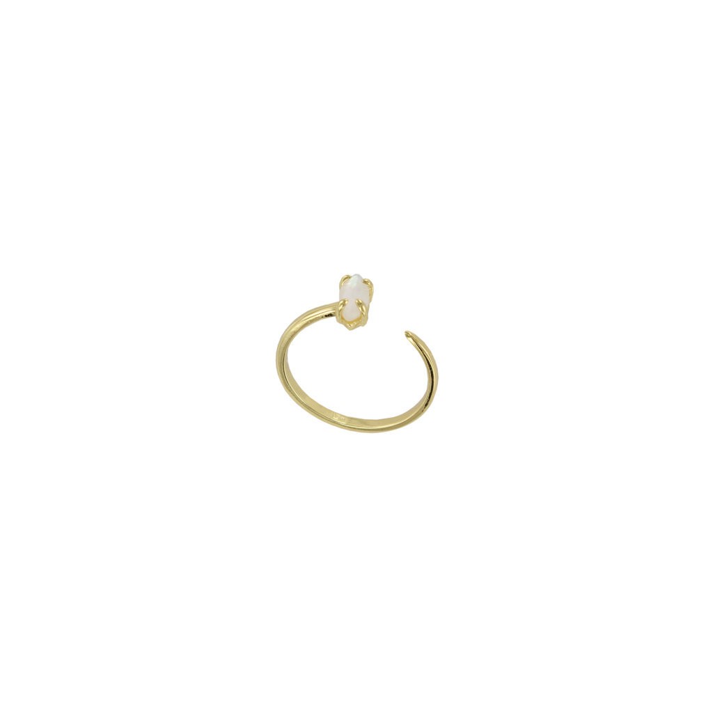 ANILLO COLECCION HOJAS MADREPERLA Y CRISTAL CHAPADO ORO