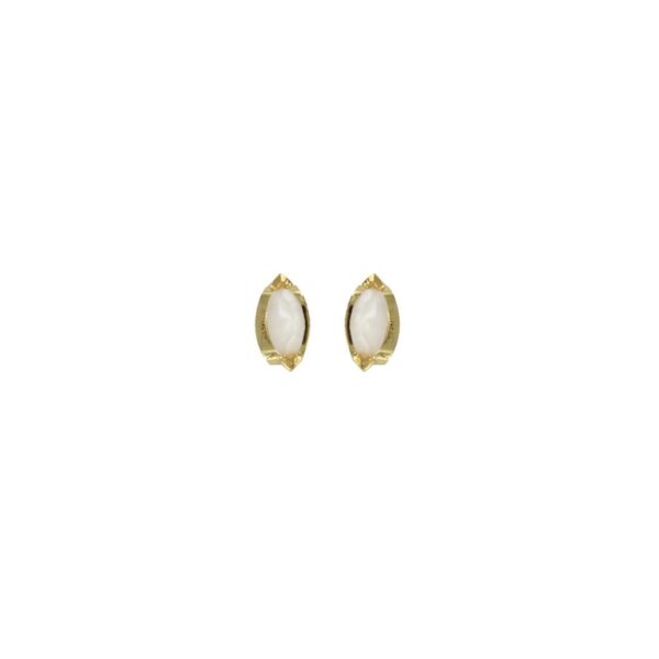 PENDIENTE COLECCION HOJAS MADREPERLA Y CRISTAL CHAPADO ORO