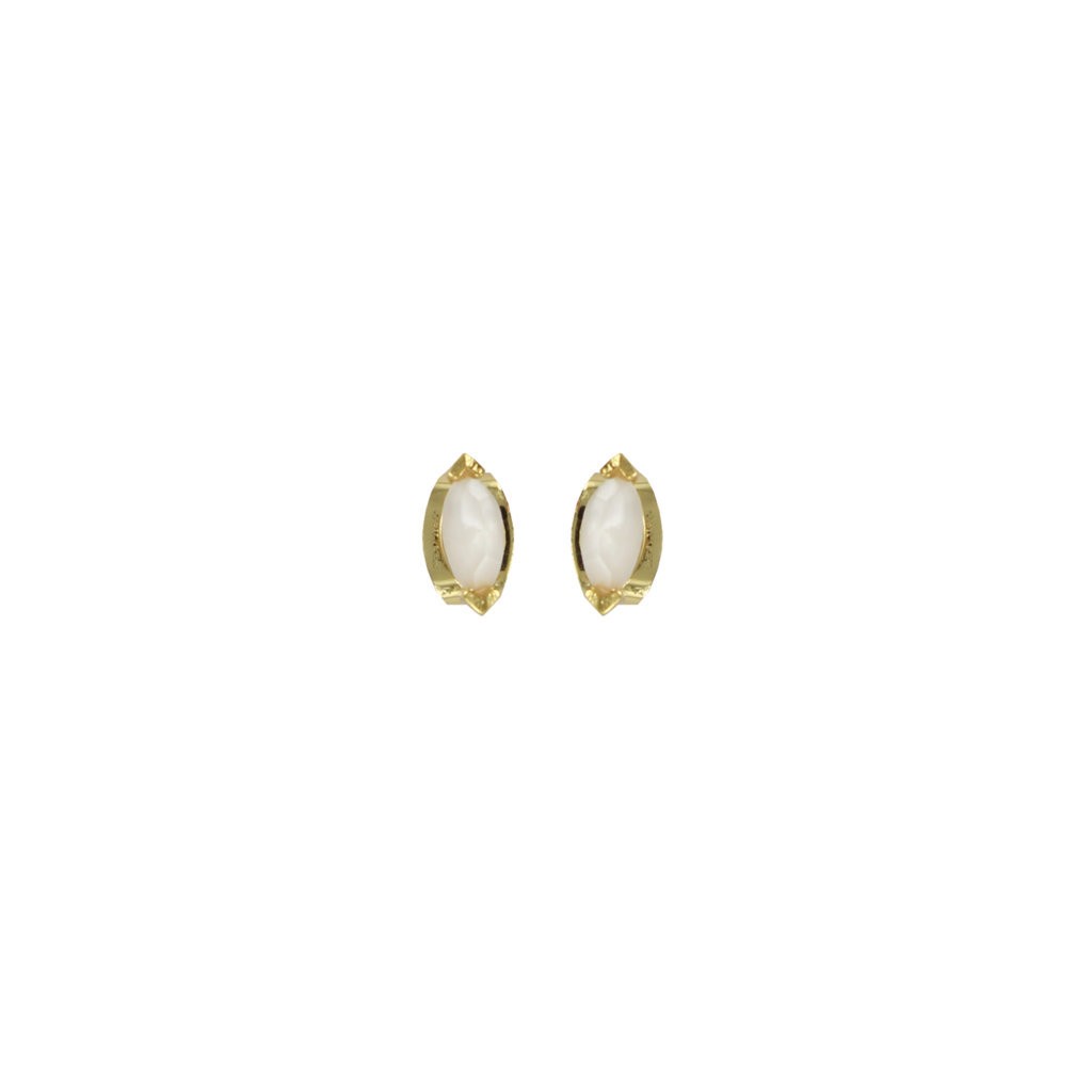 PENDIENTE COLECCION HOJAS MADREPERLA Y CRISTAL CHAPADO ORO