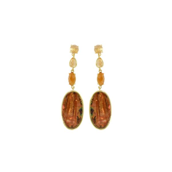 COLECCIÓN OVAL CHAPADO ORO CRISTAL Y MADREPERLA