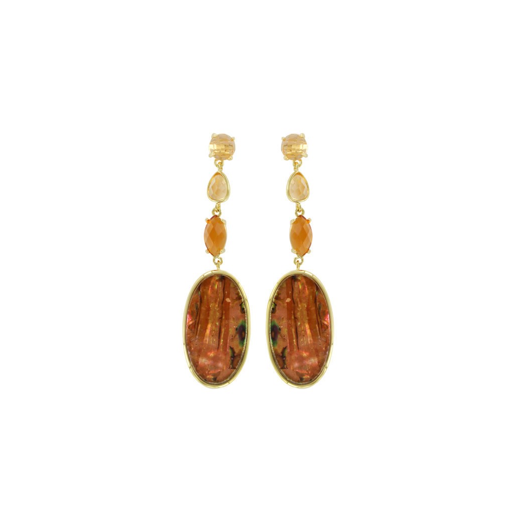 COLECCIÓN OVAL CHAPADO ORO CRISTAL Y MADREPERLA