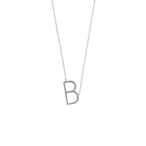 LETTER B PENDANT RHODIUM PLATED AND