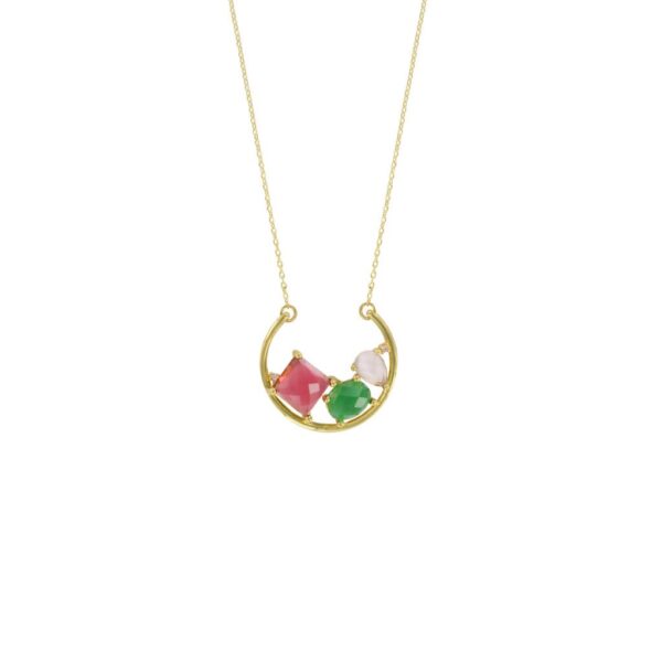PLATED NECKLACE FACETED GLASS