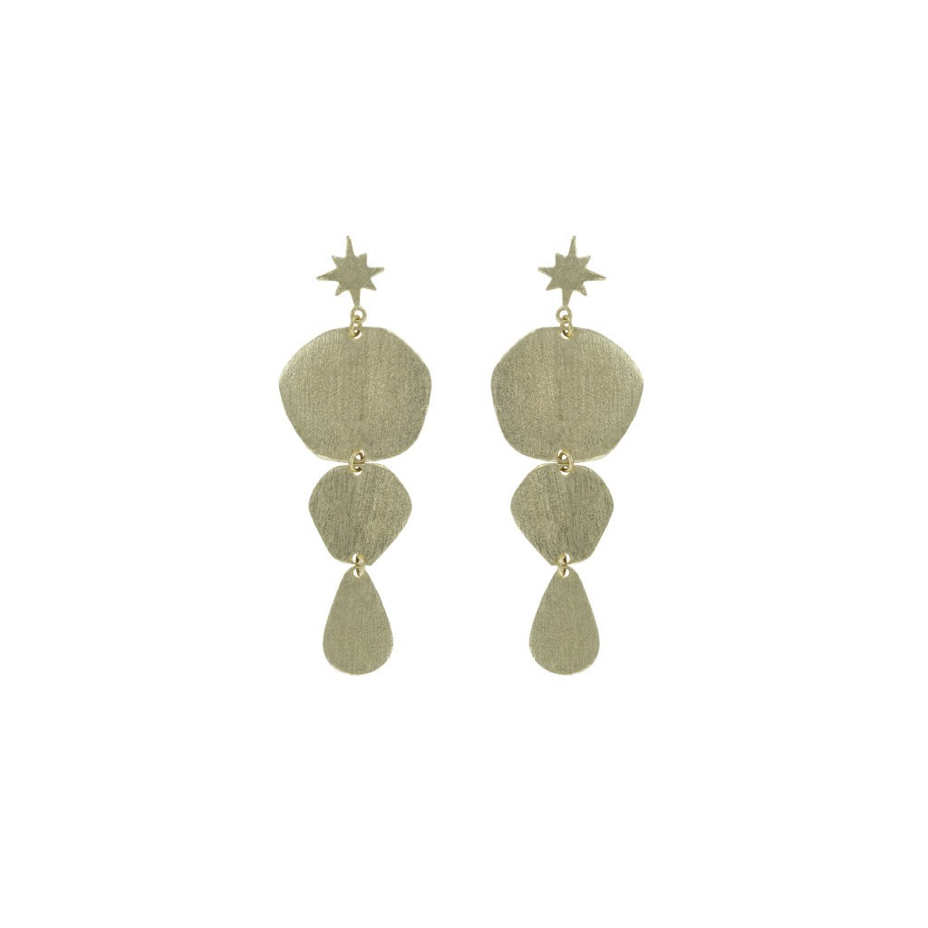 PENDIENTE COLECCION CHAPADO ARTESANAL ESTRELLA COLOR DORADO