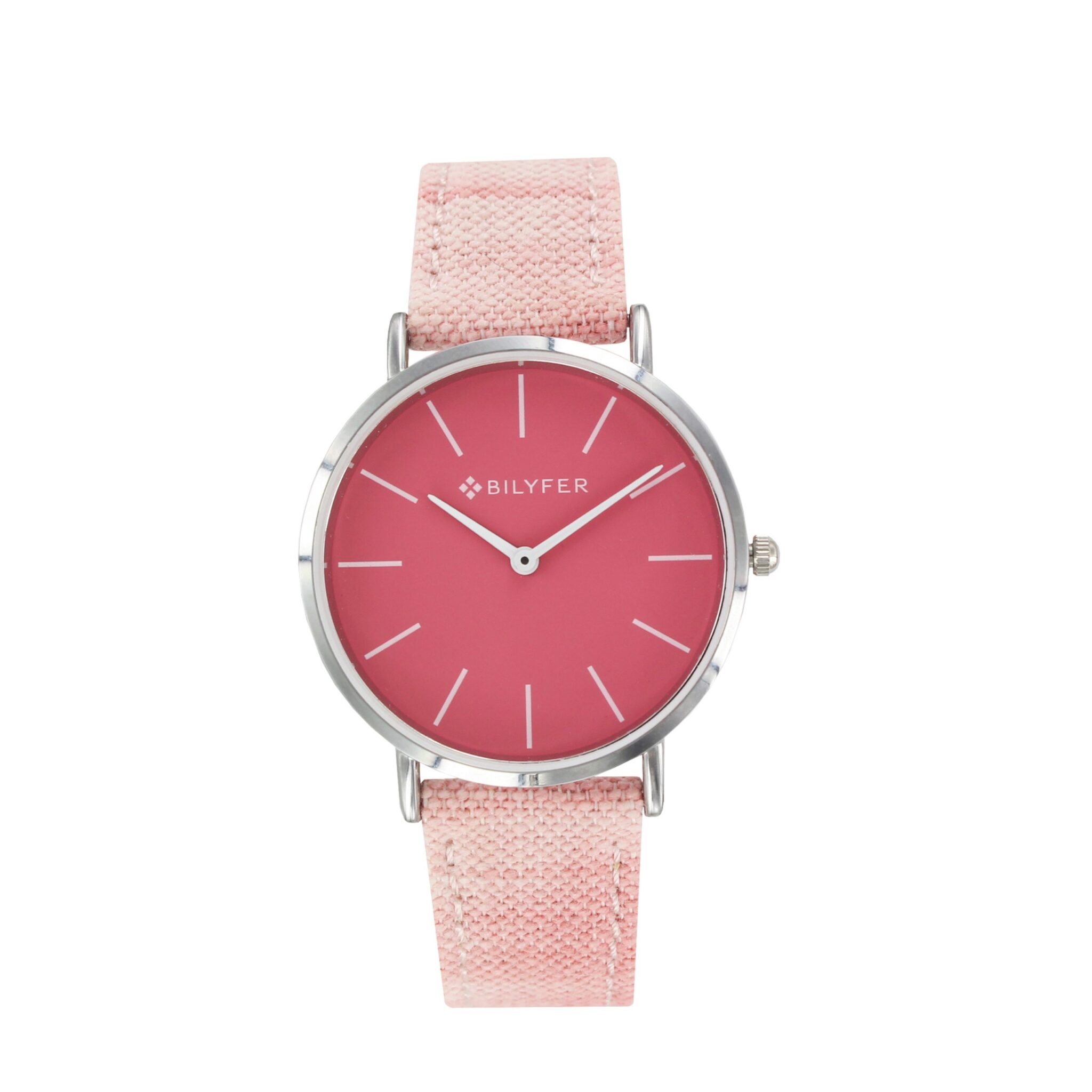 RELOJ CORREA TELA IKAT DIBUJO Y PIEL ROSA