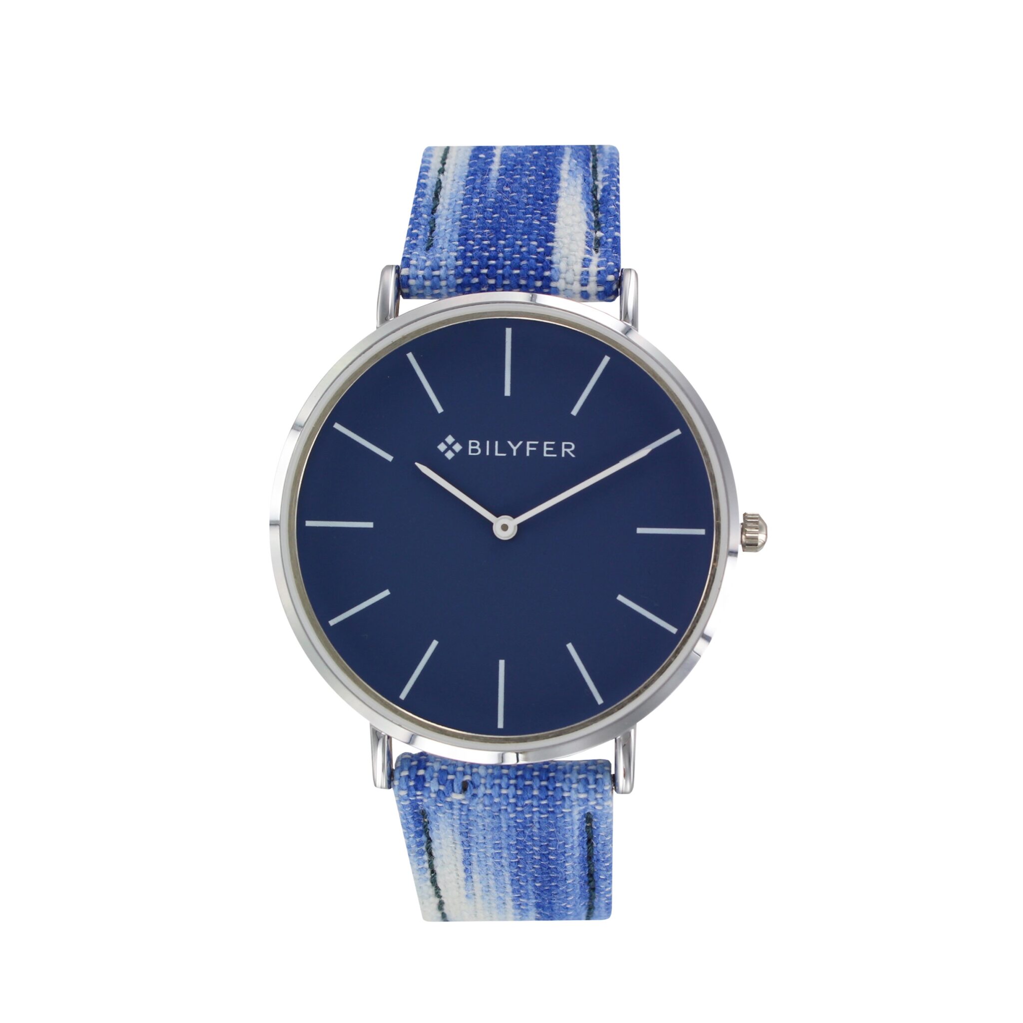 RELOJ CAJA 42 MM CORREA IKAT CON PIEL AZUL