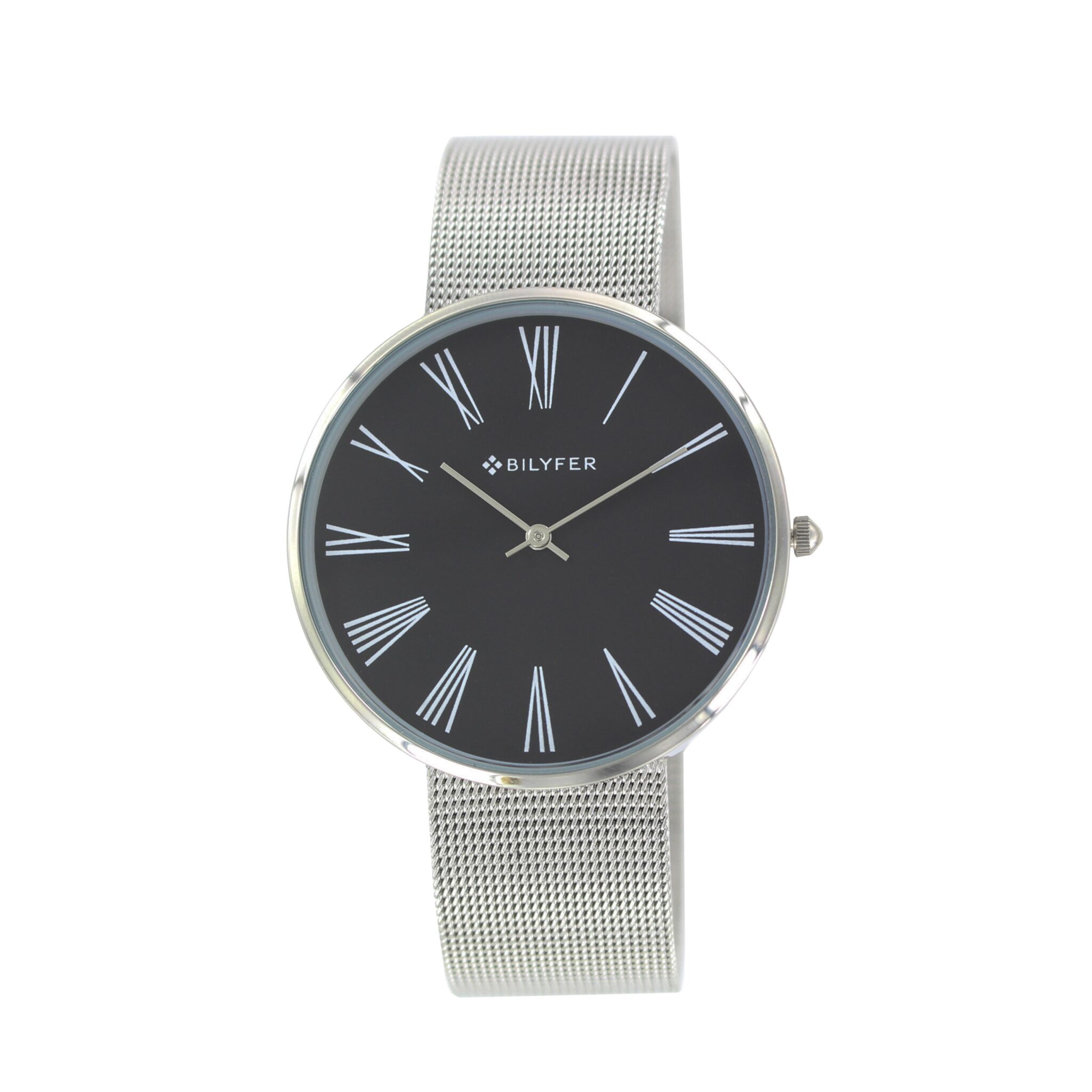 RELOJ MALLA NUMERO ROMANO CAJA 40MM COLOR PLATA PLATEADO