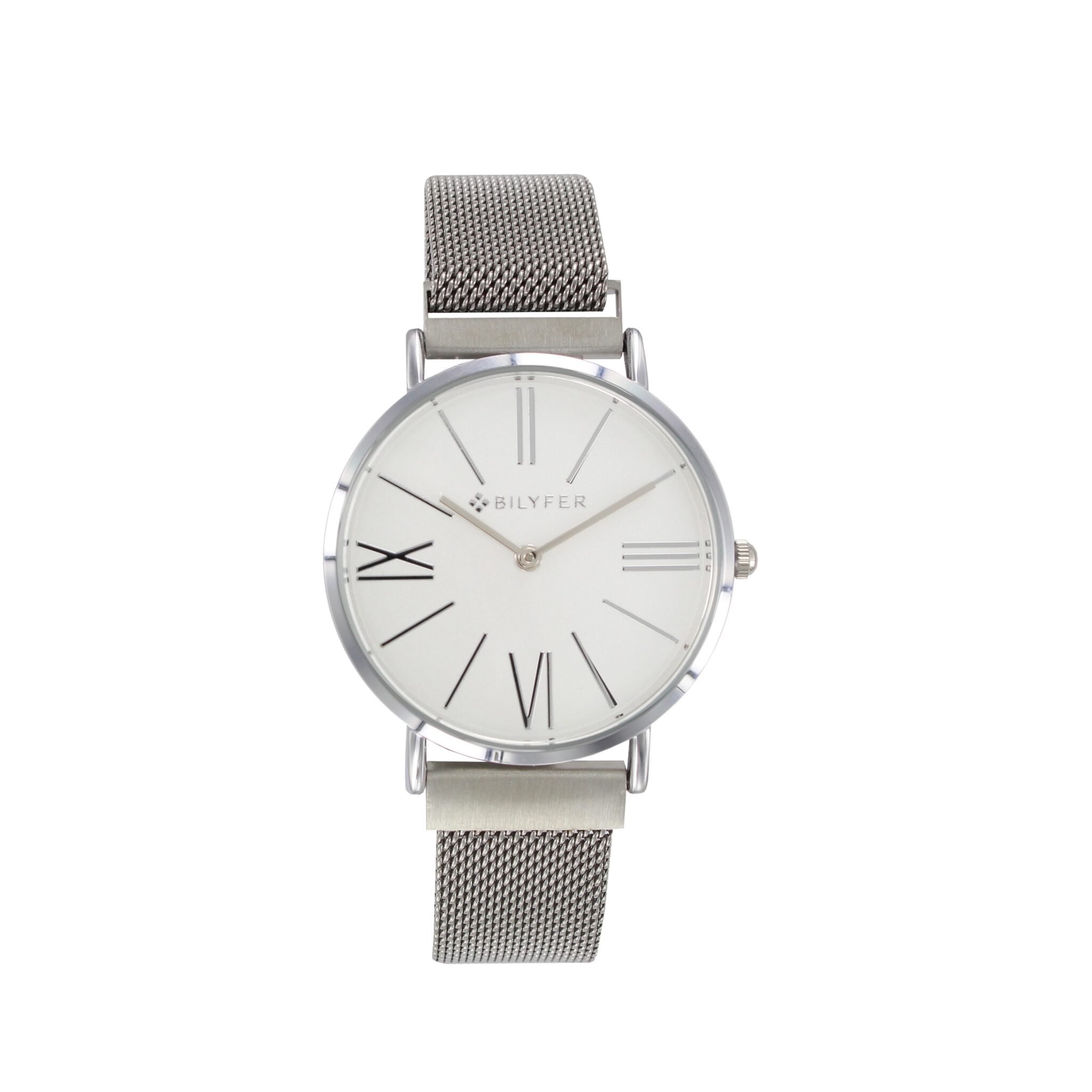 RELOJ ROMANO MALLA CIERRE IMANTADO COLOR PLATA PLATEADO