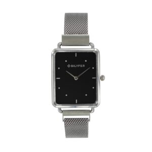 RELOJ RECTANGULAR MALLA CON CIERRE IMANTADO COLOR PLATA PLATEADO