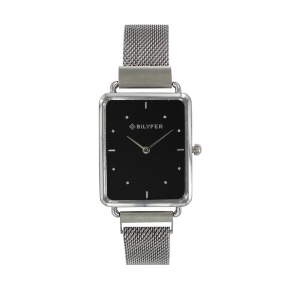 RELOJ RECTANGULAR MALLA CON CIERRE IMANTADO COLOR PLATA PLATEADO