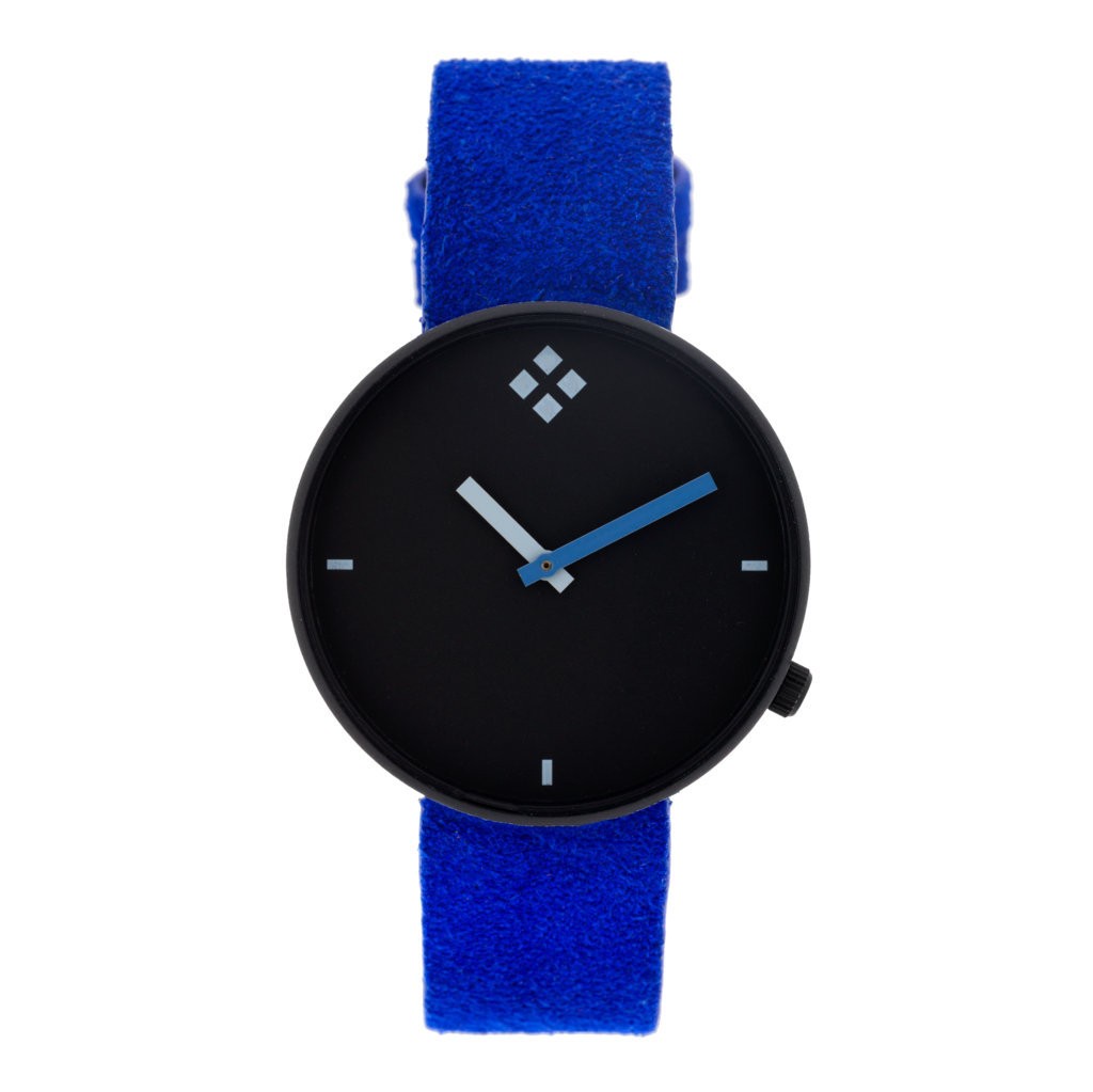 RELOJ CAJA NEGRA CORREA PIEL LOGO BILYFER AZUL