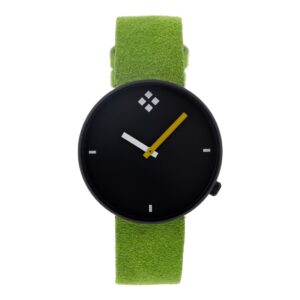 RELOJ CAJA NEGRA CORREA PIEL LOGO BILYFER VERDE