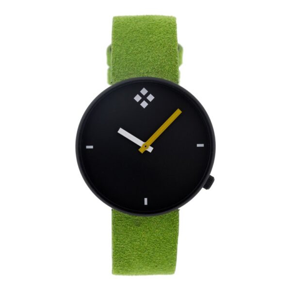 RELOJ CAJA NEGRA CORREA PIEL LOGO BILYFER VERDE