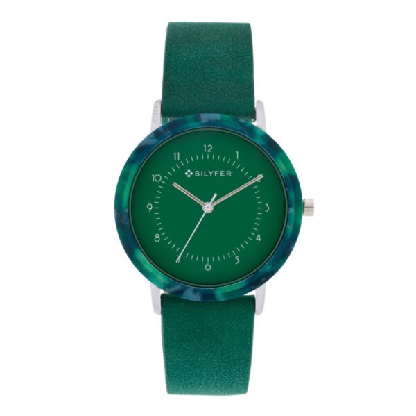 ACRYLIC ROUND CLOCK BELT LEATHER INTERIOR