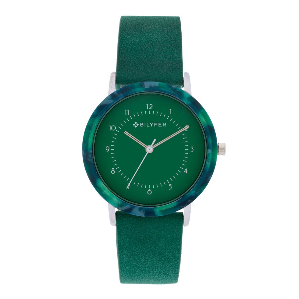 RELOJ REDONDO ACRÍLICO CORREA INTERIOR PIEL