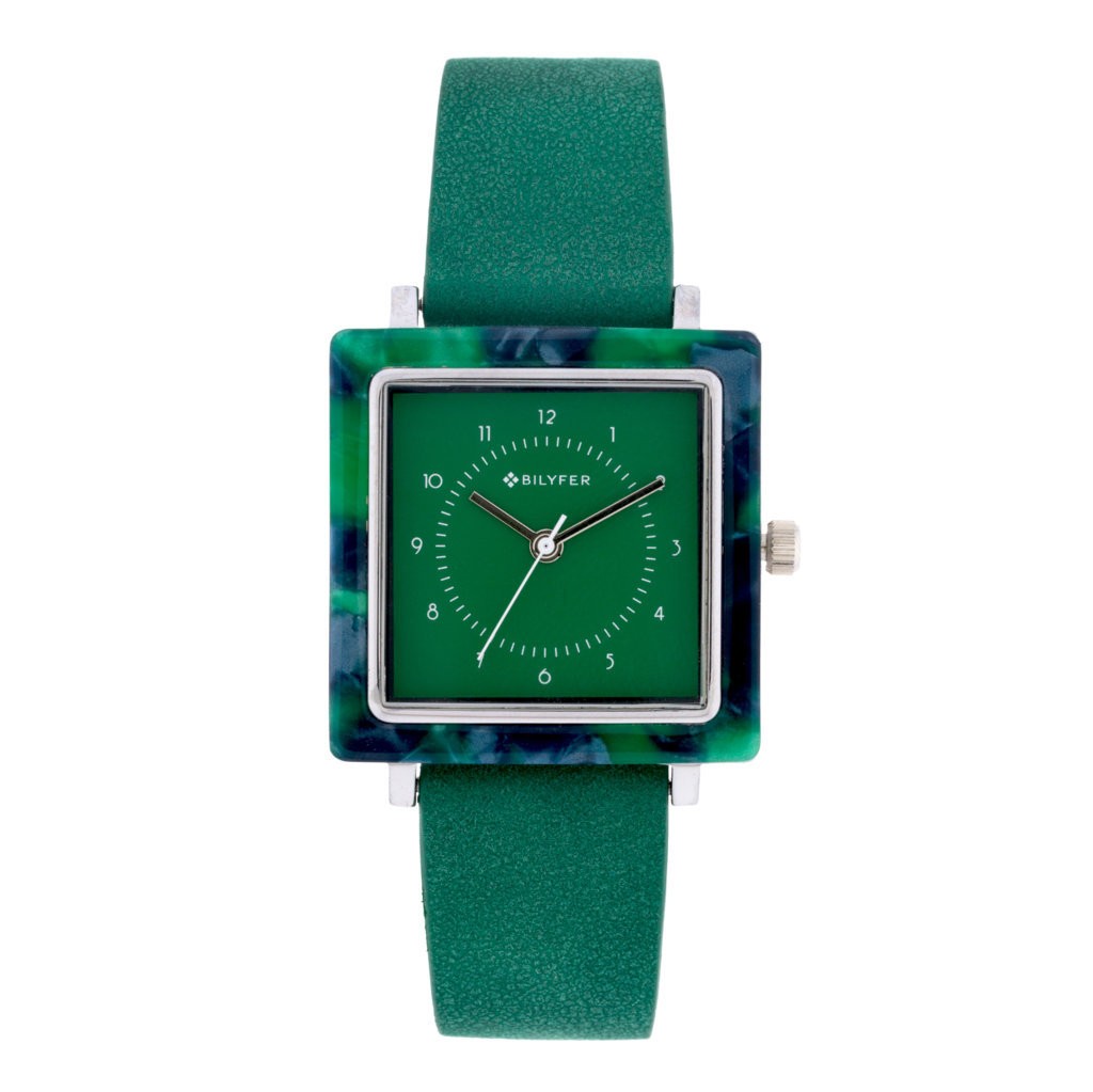RELOJ CUADRADO ACRÍLICO COLORES CORREA INTERIOR PIEL