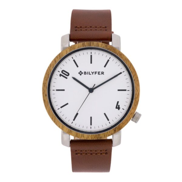 WATCH ZEBRANO WOOD, STEEL AND LEATHER STRAP