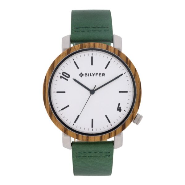 WATCH ZEBRANO WOOD, STEEL AND LEATHER STRAP