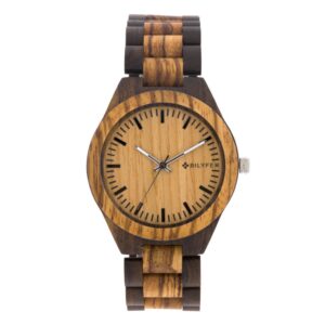 WOOD WATCH BLACK SÁNDALO, ZEBRANO