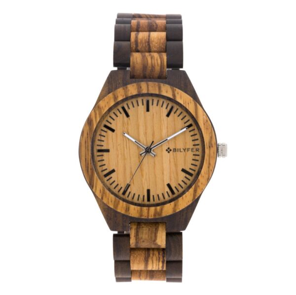 WOOD WATCH BLACK SÁNDALO, ZEBRANO