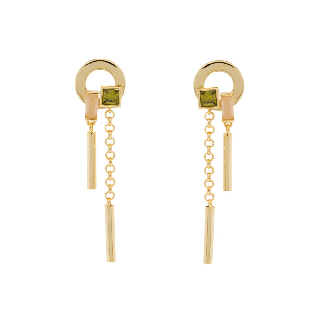 PENDIENTE CHAPADO ORO CRISTAL