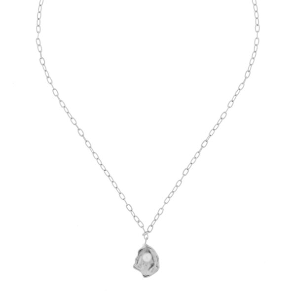 NECKLACE 45CM RHODIUM PLATED NATURAL PEARL