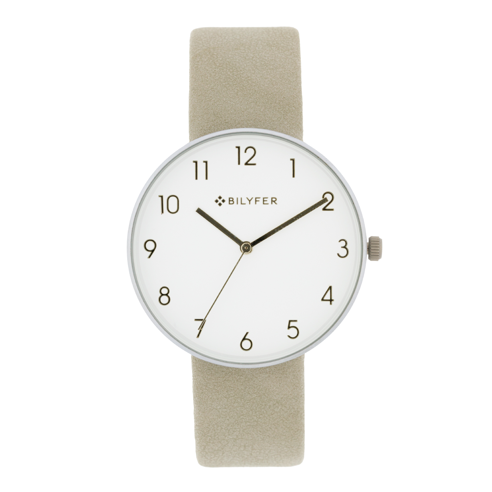 RELOJ PLATEADO ESFERA NUMEROS ÁRABES INTERIOR CORREA PIEL