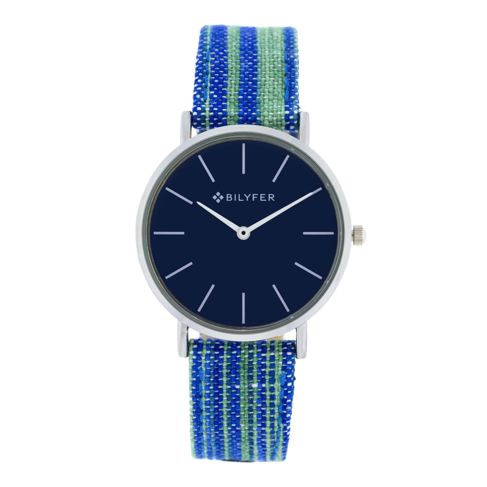 RELOJ IKAT CORREA PIEL ALGODON&SEDA CAJA 36MM AZUL