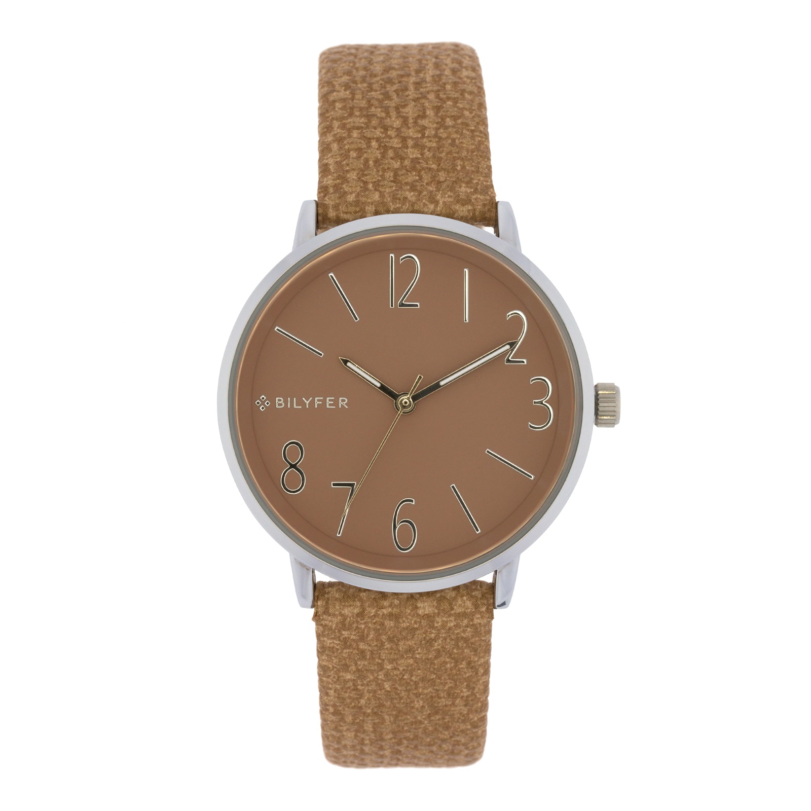 RELOJ Nº & INDICES CORREA CON TRAMA INTERIOR PIEL
