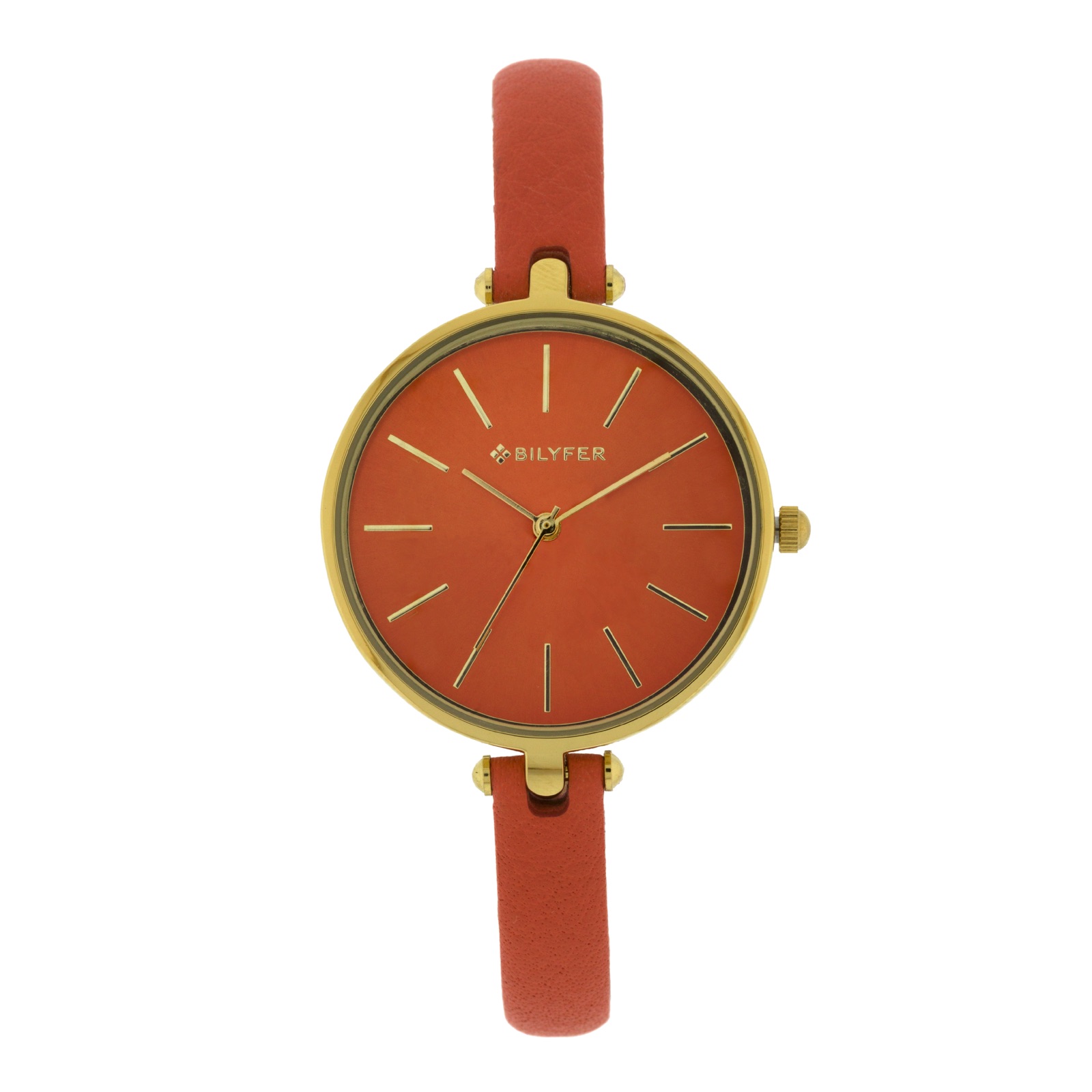 RELOJ CAJA 33 MM Y CORREA PIEL 8 MM NARANJA