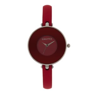 RELOJ CAJA 33 MM CRISTAL PINTADA Y CORREA 8 MM GRANATE ROJO