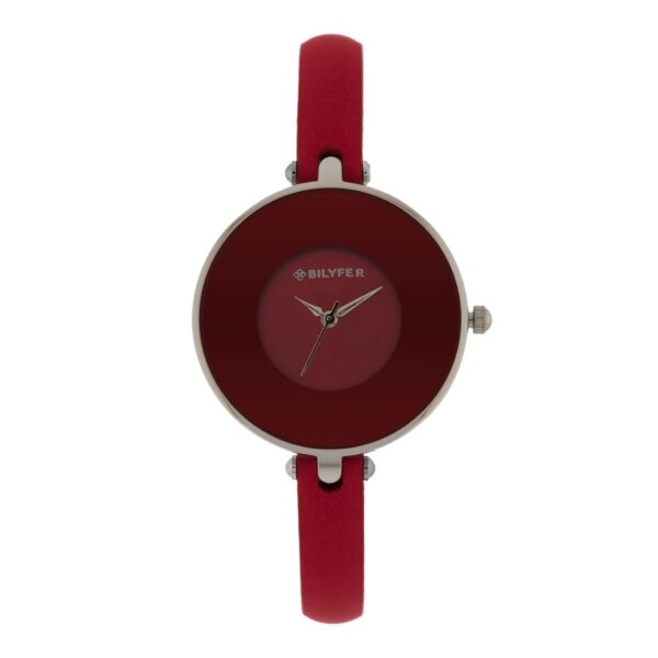 RELOJ CAJA 33 MM CRISTAL PINTADA Y CORREA 8 MM GRANATE ROJO