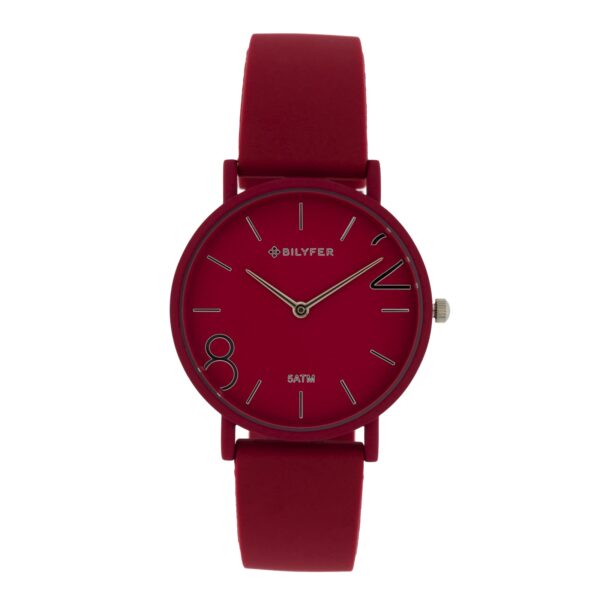 RELOJ 36MM COLORES 8 &2 SILICONA 5ATM SUMERGIBLE GRANATE ROJO