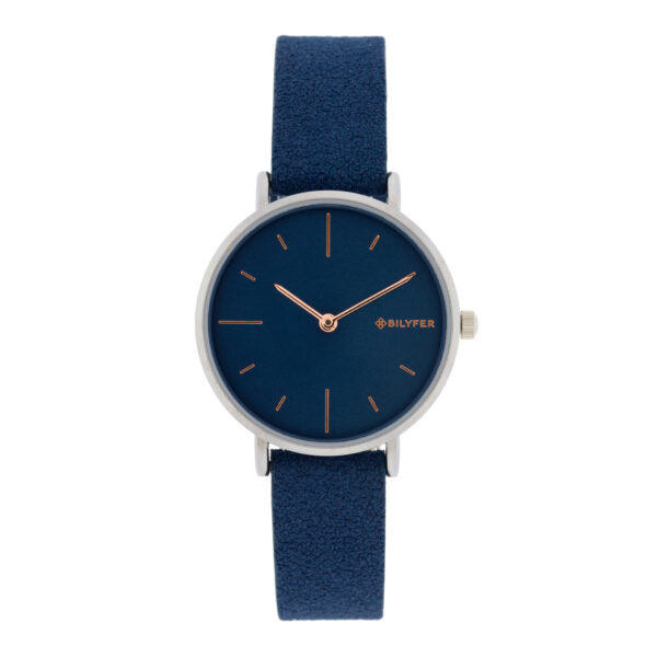 RELOJ AZUL 32MM CORREA INTERIOR DE PIEL ESFERA GRIS ÍNDICES ORO ROSA