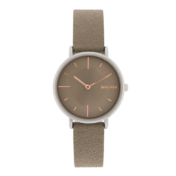 GRAY 32MM CCWATCH WITH INDEXES GRAY SPHERE LEATHER INTERIOR STRAP