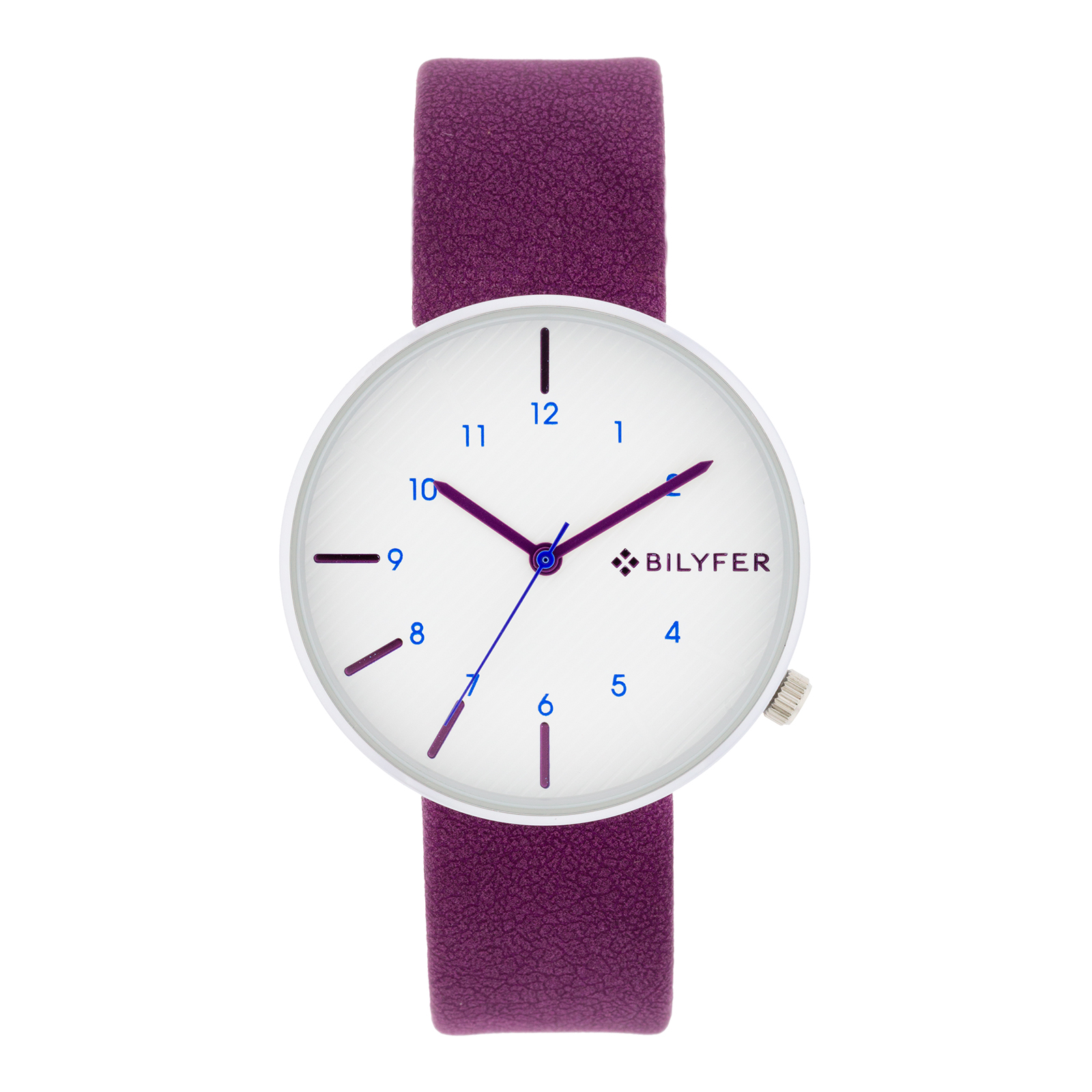 Reloj lila caja plateada 38mm interior correa piel