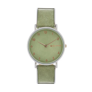 Reloj articulado verde caja 36mm interior correa piel
