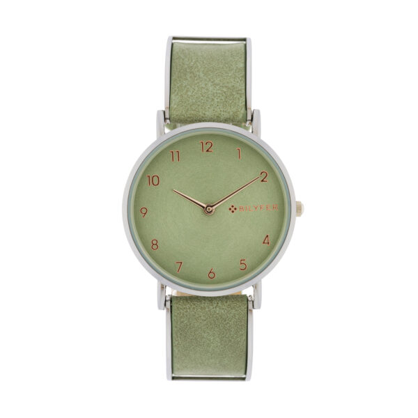 Green Articulated watch 36mm case interior leather strap