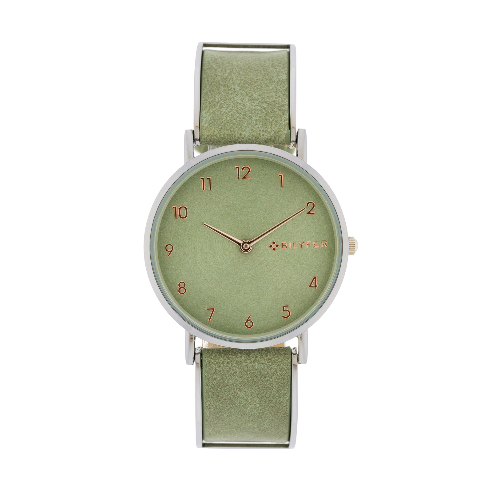 Reloj articulado verde caja 36mm interior correa piel