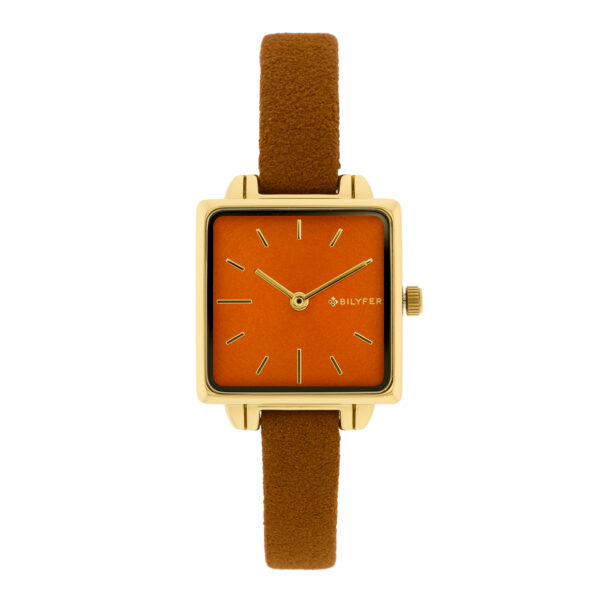 Bilyfer square watch 27x27mm inside 10mm leather strap