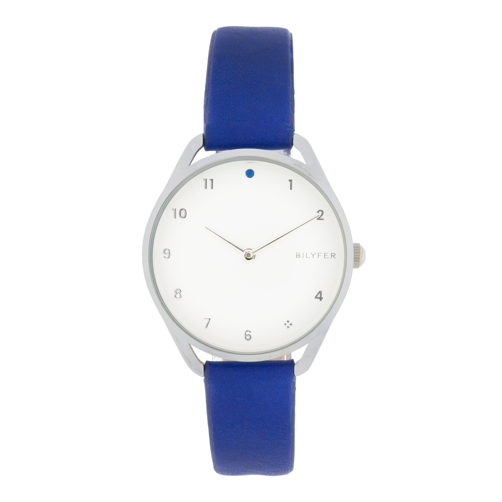 Reloj Bilyfer con circonita a las 12 caja 33mm interior correa piel