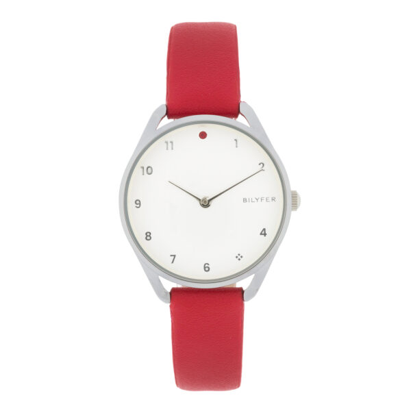 Bilyfer watch with zirconia at 12 o'clock 33mm inner case leather strap