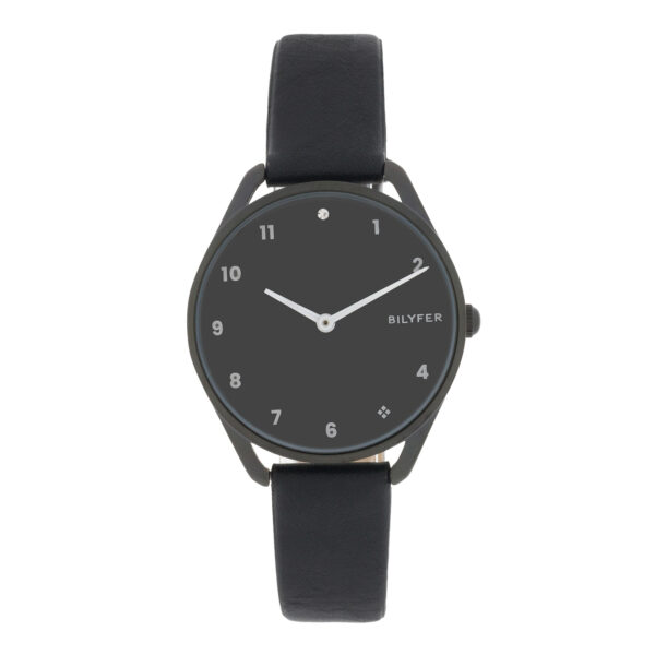 Bilyfer watch with zirconia at 12 o'clock 33mm inner case leather strap