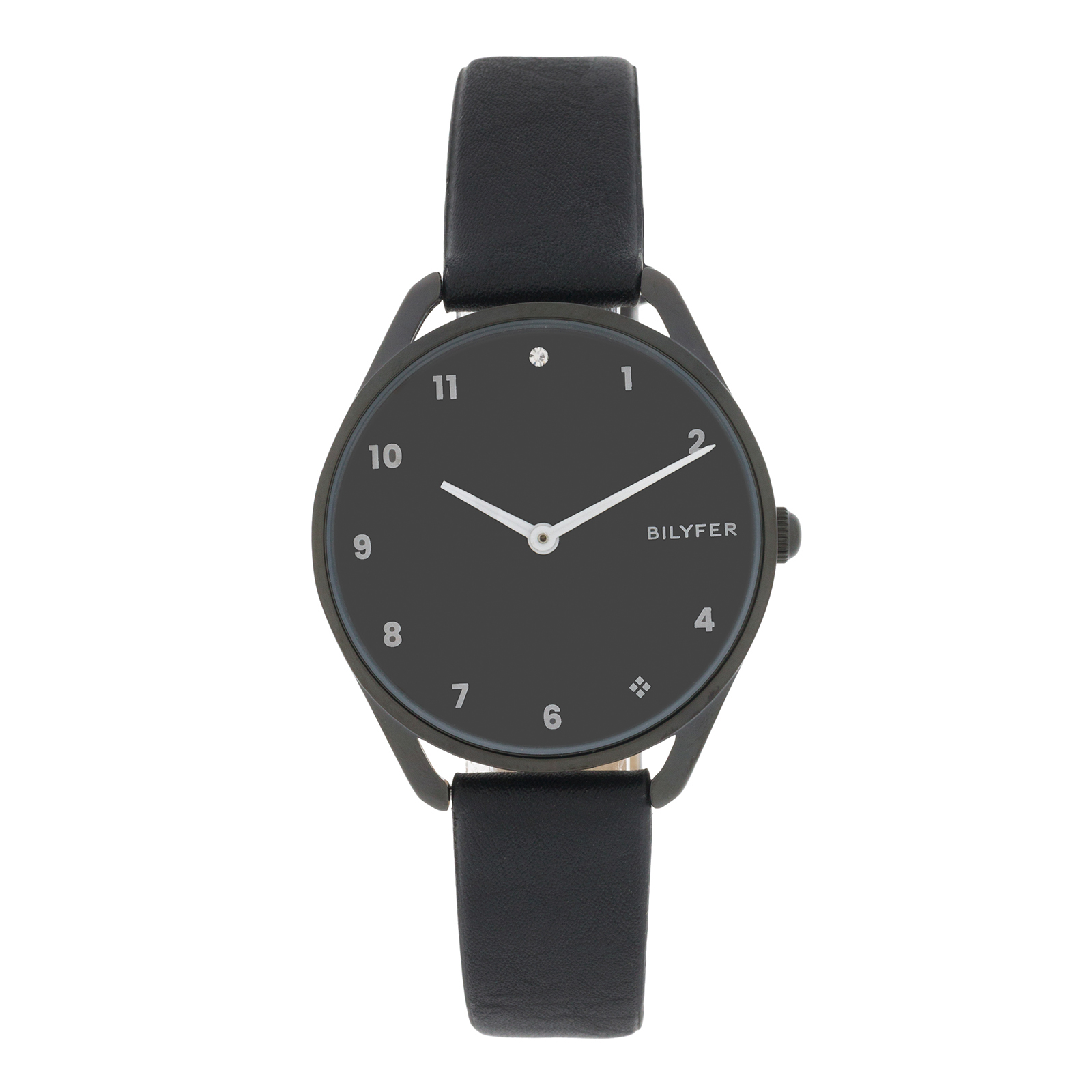 Reloj Bilyfer con circonita a las 12 caja 33mm interior correa piel