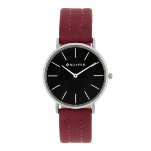 Reloj Bilyfer 36mm esfera negra correa rosa cosida