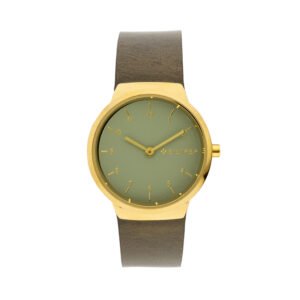 33MM WATCH WITH NUMBERS AND INTEGRATED LEATHER STRAP