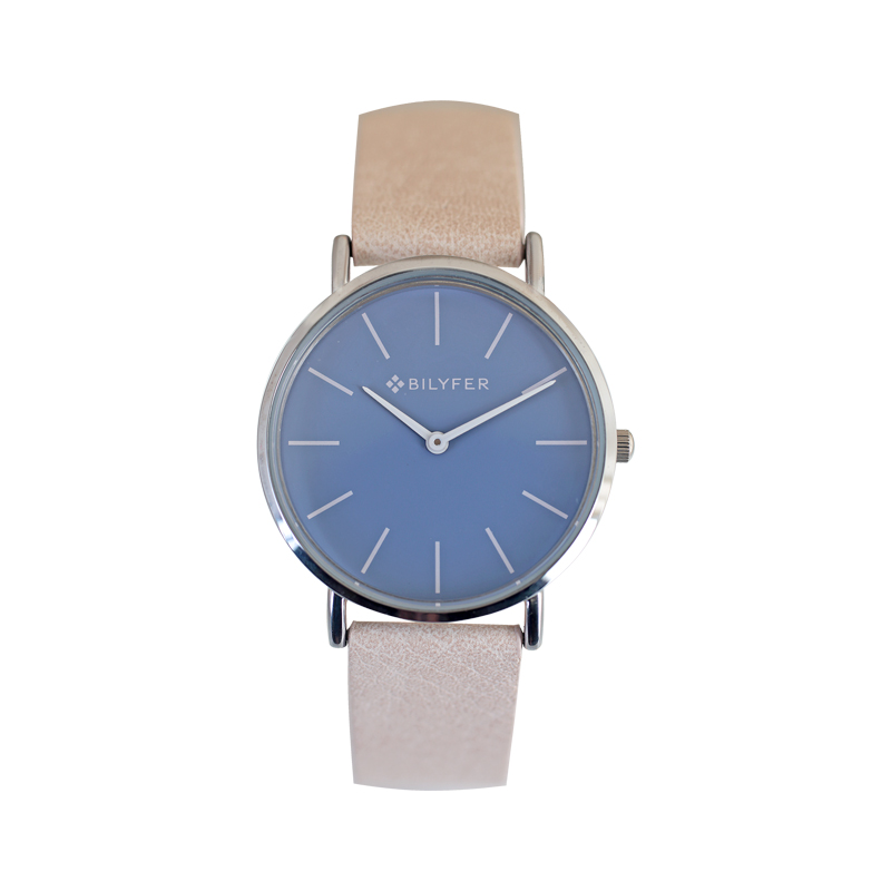 RELOJ CON ÍNDICES Y AGUJA BLANCA INTERIOR CORREA PIEL