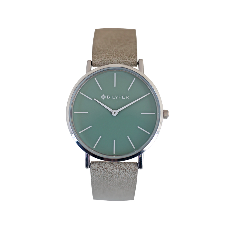 RELOJ CON ÍNDICES Y AGUJA BLANCA INTERIOR CORREA PIEL