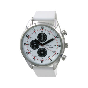 Simulated multifunction watch colors water resistant 5 ATM silicone white