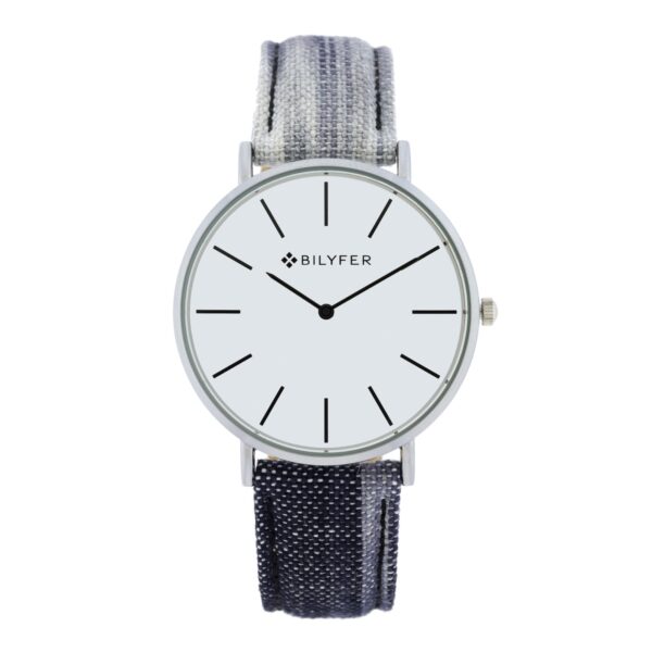RELOJ IKAT CORREA PIEL ALGODON&SEDA CAJA 42MM BLANCO